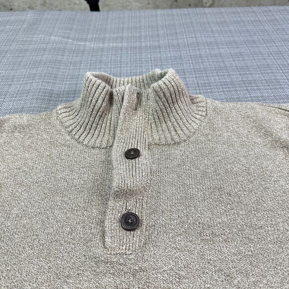 American Eagle Outfitters Sweater Mens XL Tall Athletic Fit Tan 1/4 Zip Button * - Picture 3 of 8